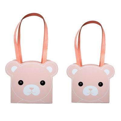 Set 2 cutii cu mâner model ursuleți - roz - CraftUp