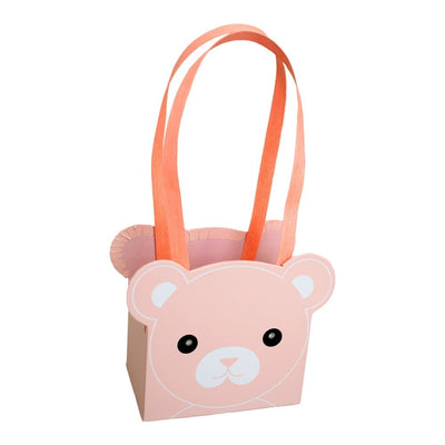 Set 2 cutii cu mâner model ursuleți - roz - CraftUp