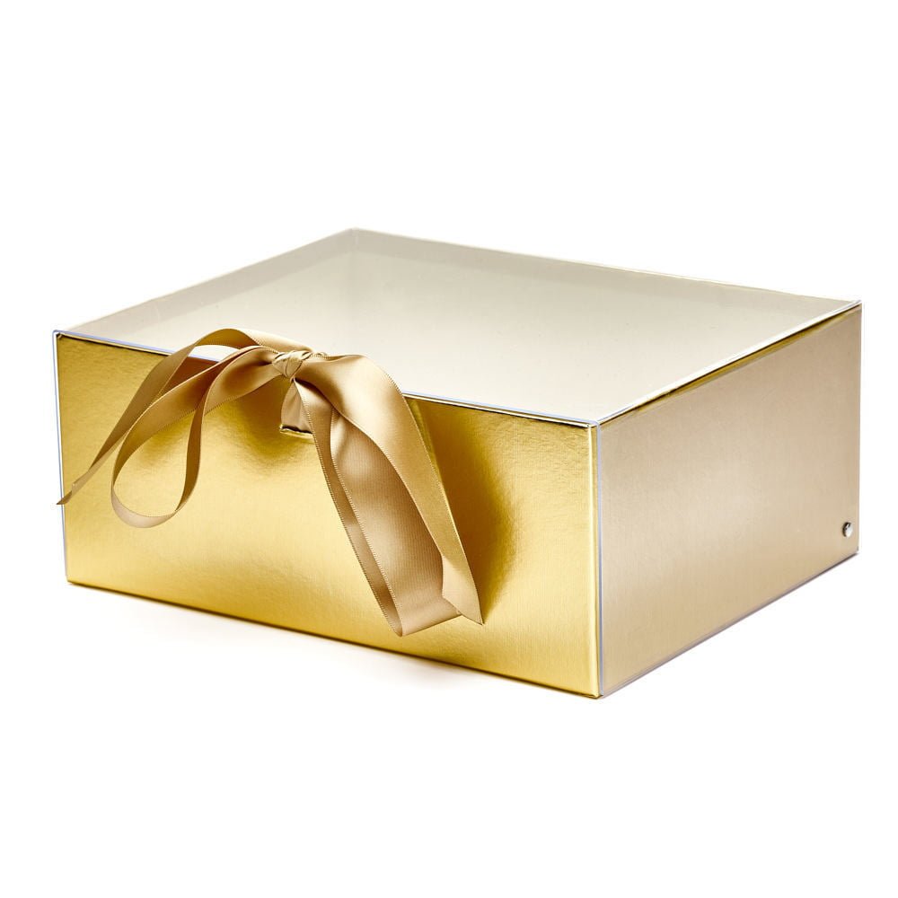 Set 2 cutii dreptunghiulare cu fereastră transparentă și panglică - auriu - CraftUp
