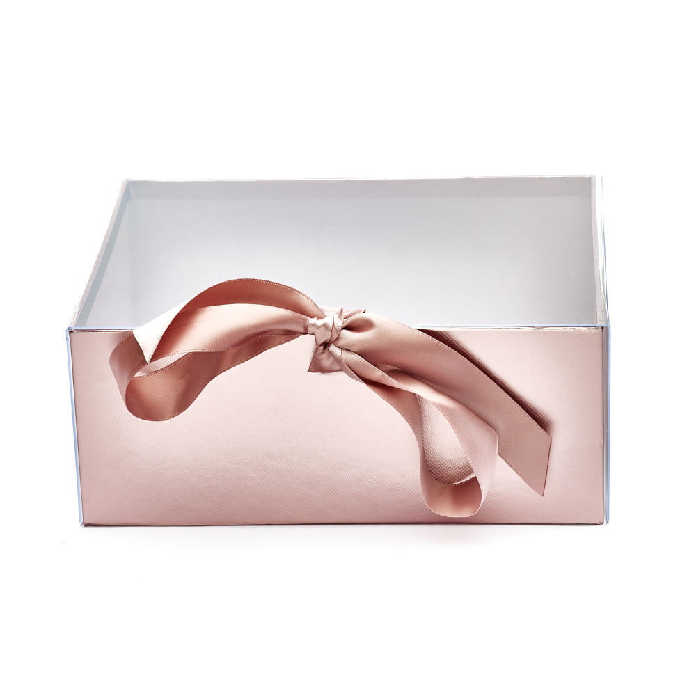 Set 2 cutii dreptunghiulare cu fereastră transparentă și panglică - roz - CraftUp
