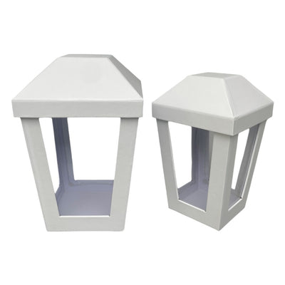 Set 2 cutii în formă de felinar cu capac - alb - CraftUp