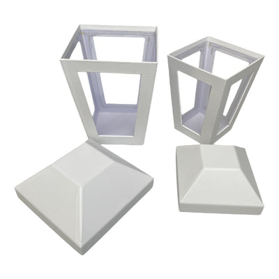 Set 2 cutii în formă de felinar cu capac - alb - CraftUp