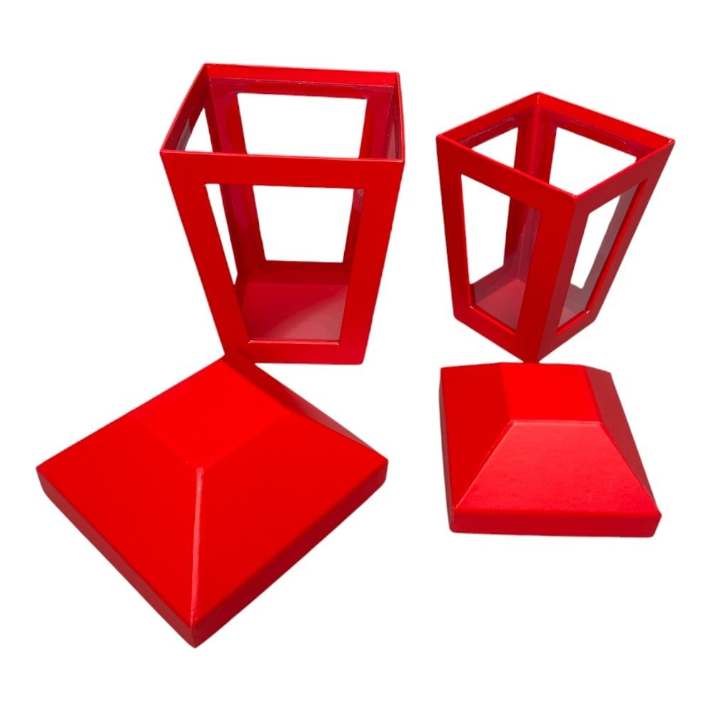 Set 2 cutii în formă de felinar cu capac - roșu - CraftUp