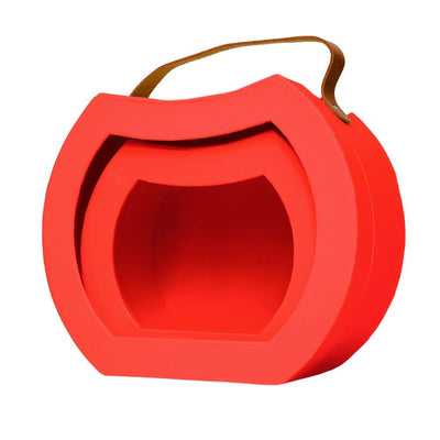 Set 2 cutii rotunjite cu mâner maro și fereastră - roșu - CraftUp