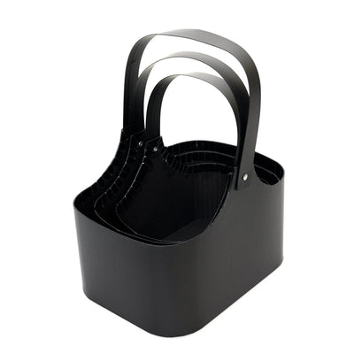Set 3 coșulețe rotunjite cu mâner - negru - CraftUp