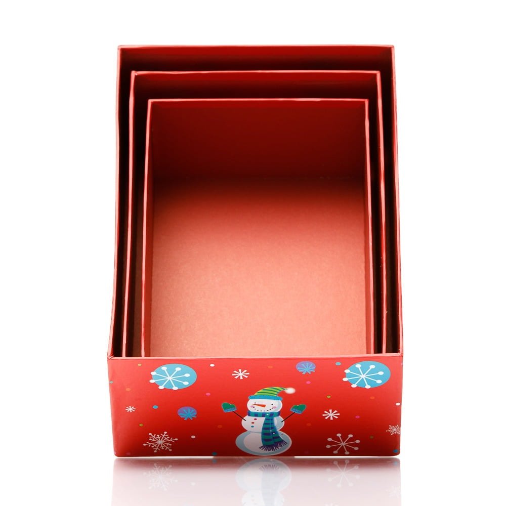 Set 3 cutii dreptunghiulare Crăciun - model om de zăpadă vesel - CraftUp