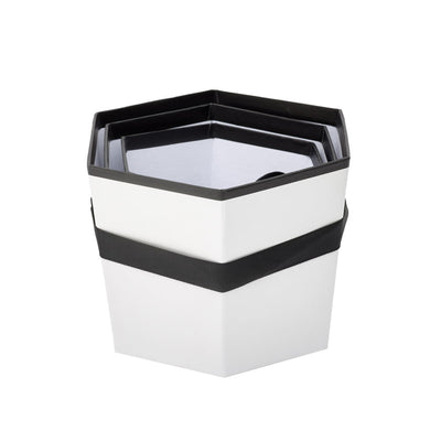 Set 3 cutii hexagon cu mâner - alb - CraftUp