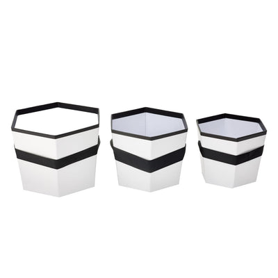 Set 3 cutii hexagon cu mâner - alb - CraftUp