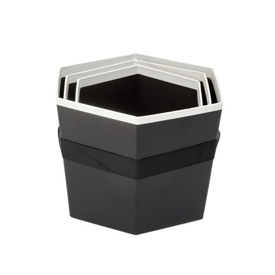 Set 3 cutii hexagon cu mâner - negru - CraftUp