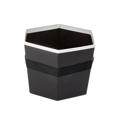 Set 3 cutii hexagon cu mâner - negru - CraftUp