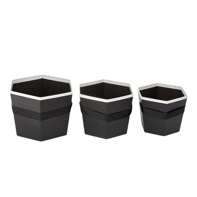 Set 3 cutii hexagon cu mâner - negru - CraftUp