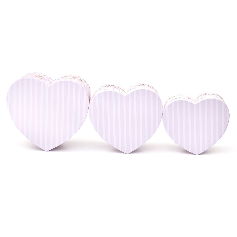 Set 3 cutii inimă aspect lemnos – roz - CraftUp