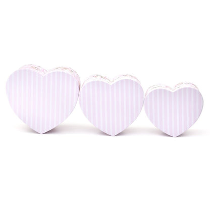Set 3 cutii inimă aspect lemnos – roz - CraftUp