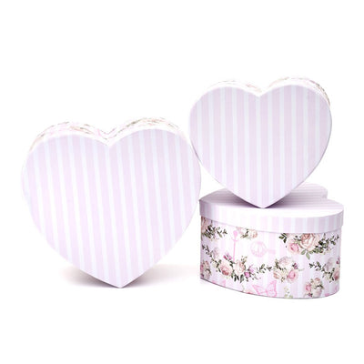 Set 3 cutii inimă aspect lemnos – roz - CraftUp