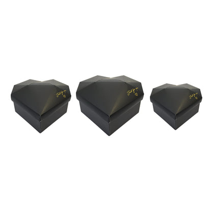 Set 3 cutii inimă cu fațete Just For You - negru - CraftUp