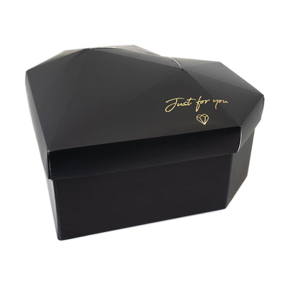 Set 3 cutii inimă cu fațete Just For You - negru - CraftUp