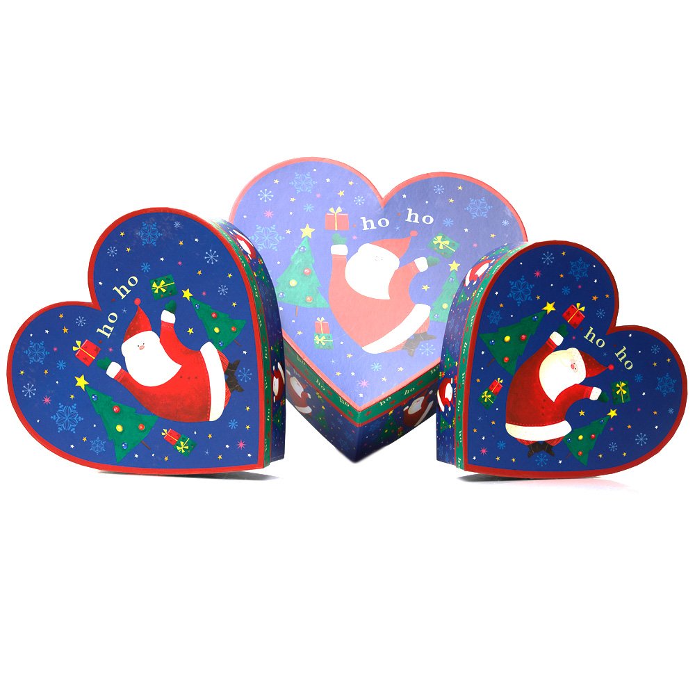 Set 3 cutii inimă de Crăciun – model Moș vesel - CraftUp