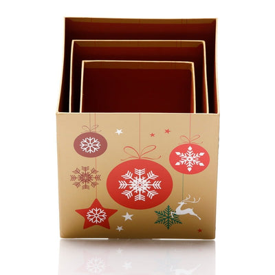 Set 3 cutii pătrate de Crăciun – model globuri multicolore - CraftUp