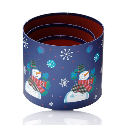 Set 3 cutii rotunde Crăciun - model om de zăpadă - CraftUp