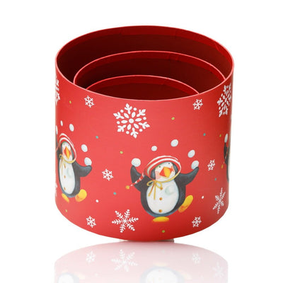 Set 3 cutii rotunde Crăciun - model pinguini - CraftUp