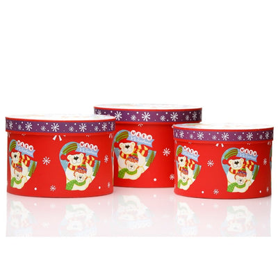Set 3 cutii rotunde Crăciun - model urși polari - CraftUp
