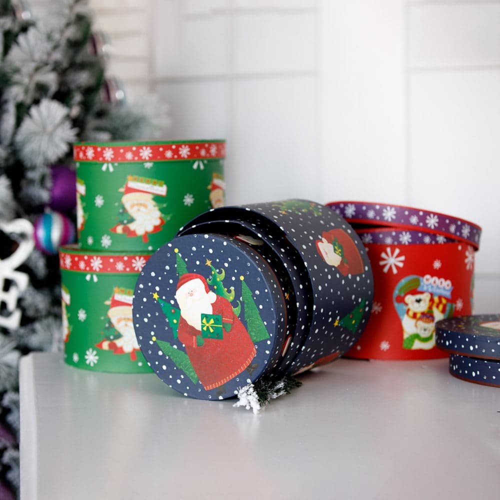 Set 3 cutii rotunde Crăciun - model urși polari - CraftUp