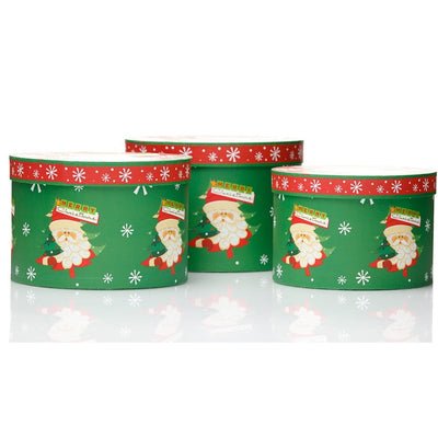 Set 3 cutii rotunde Crăciun – Moș plimbăreț - CraftUp