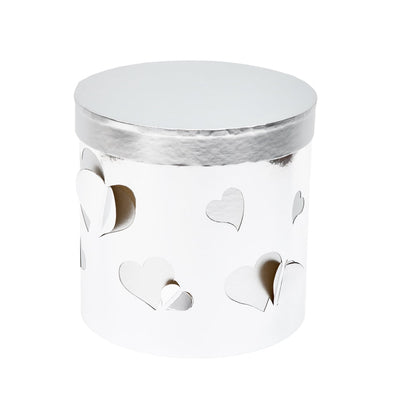 Set 3 cutii rotunde lucioase cu inimi - argintiu - CraftUp