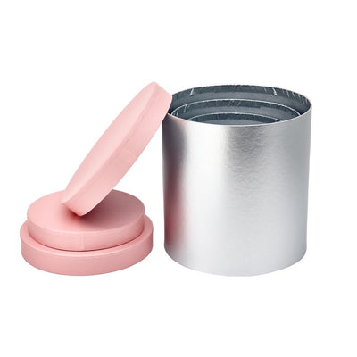 Set 3 cutii rotunde lucioase două culori - argintiu/roz - CraftUp