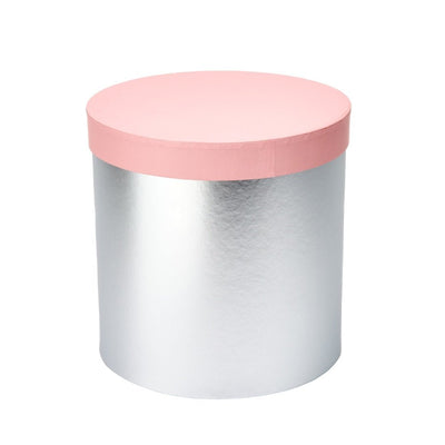 Set 3 cutii rotunde lucioase două culori - argintiu/roz - CraftUp