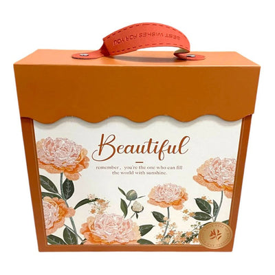 Set 3 cutii stil gentuță pentru cadouri cu mâner - model 1 portocaliu - CraftUp