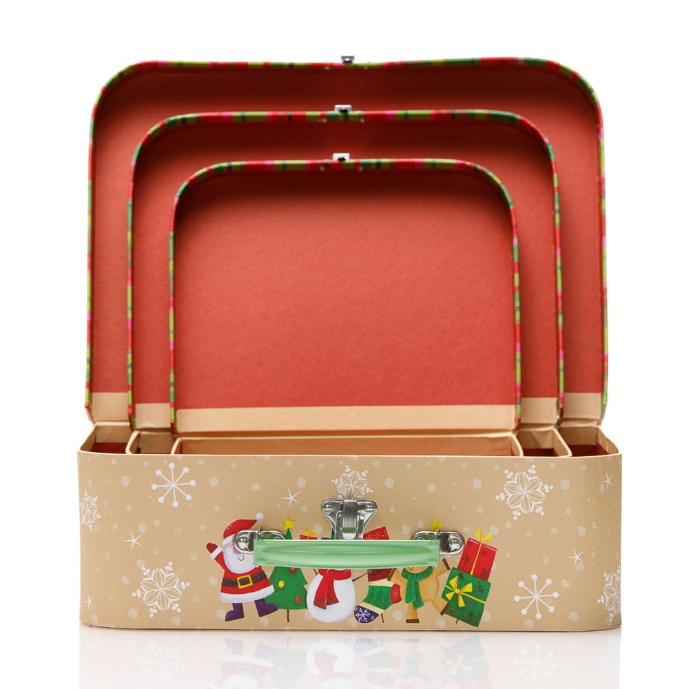 Set 3 cutii tip geantă Crăciun - familia Moșului - CraftUp