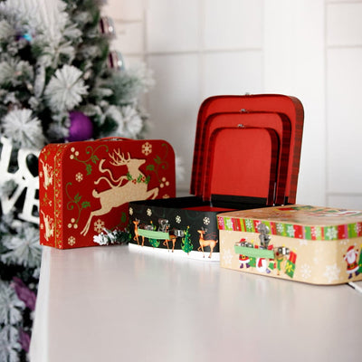 Set 3 cutii tip geantă Crăciun - familia Moșului - CraftUp