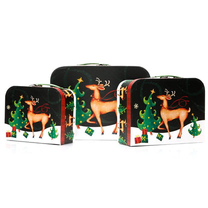 Set 3 cutii tip geantă Crăciun - model Rudolf - CraftUp