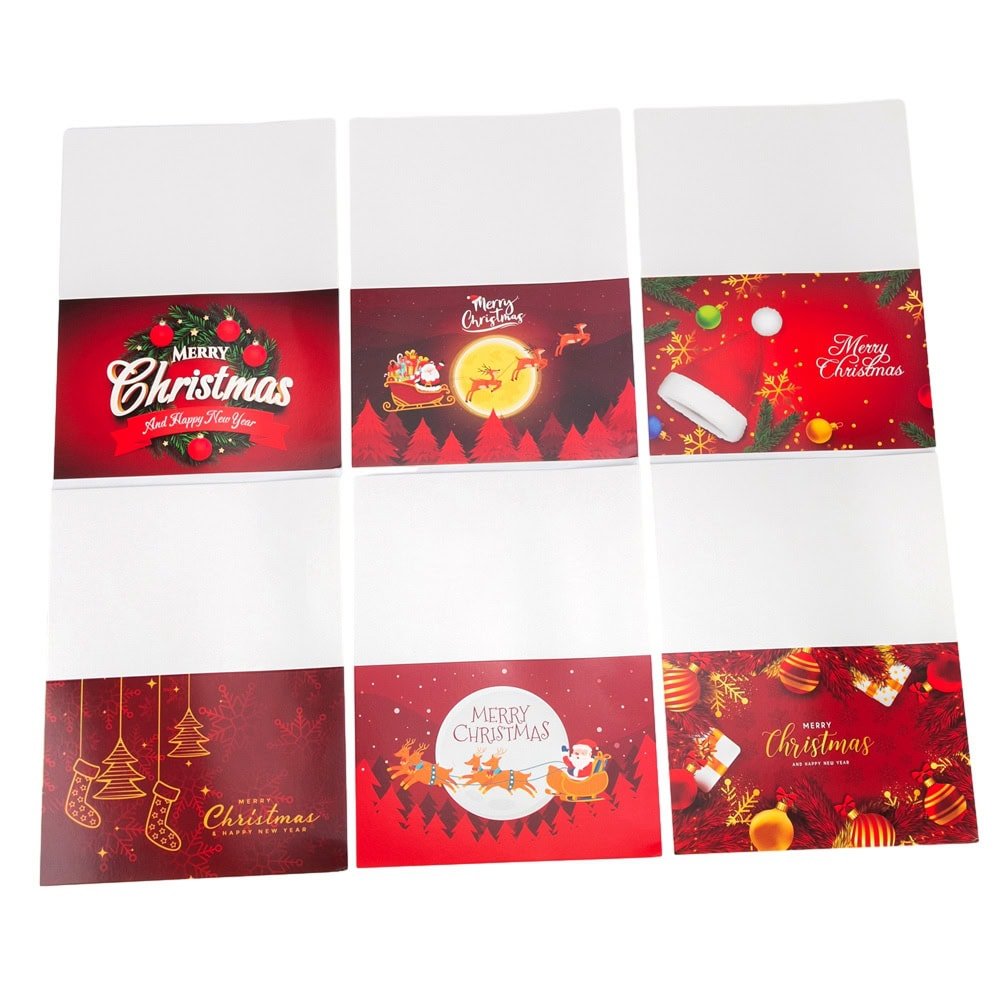 Set 6 felicitari de Crăciun cu plic și stickere aleatorii - model 5 - CraftUp