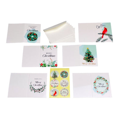 Set 6 felicitări de Crăciun cu sticker și plic - alb 7.2x10.5cm - CraftUp