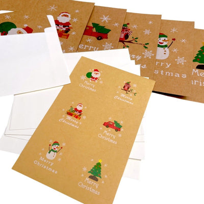 Set 6 felicitări de Crăciun cu sticker și plic - kraft 7x10.5cm - CraftUp
