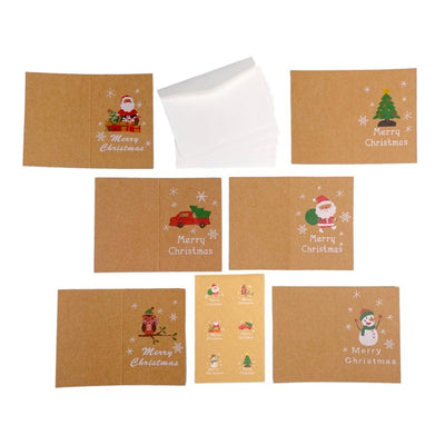 Set 6 felicitări de Crăciun cu sticker și plic - kraft 7x10.5cm - CraftUp