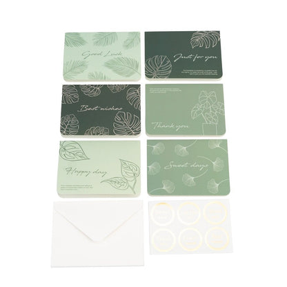 Set 6 felicitări diferite model floral cu text și sticker - verde - CraftUp