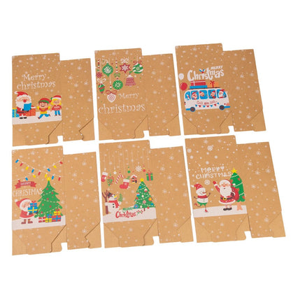 Set 6 pungi modele diferite de Crăciun cu mâner textil - kraft - CraftUp