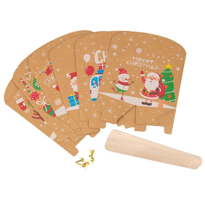 Set 6 pungi trapez modele diferite de Crăciun cu mâner textil - kraft - CraftUp