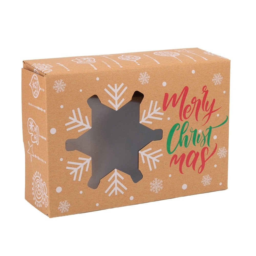 Set 8 cutii Crăciun 4 modele cu fereastră, etichetă si sfoară - kraft - CraftUp