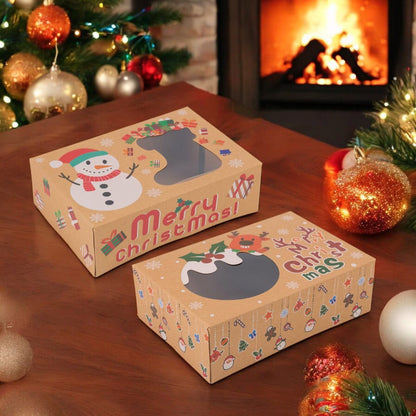 Set 8 cutii Crăciun 4 modele cu fereastră, etichetă si sfoară - kraft - CraftUp