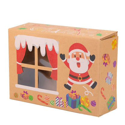 Set 8 cutii Crăciun 4 modele cu fereastră, etichetă si sfoară - kraft - CraftUp