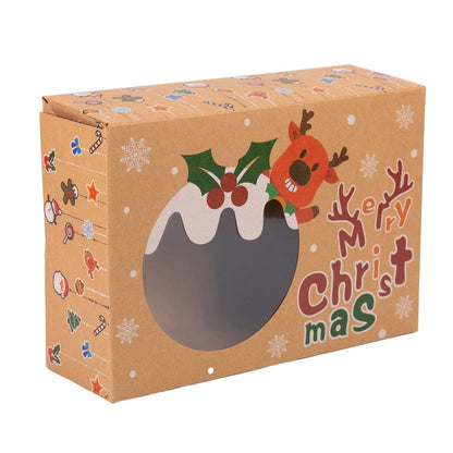 Set 8 cutii Crăciun 4 modele cu fereastră, etichetă si sfoară - kraft - CraftUp