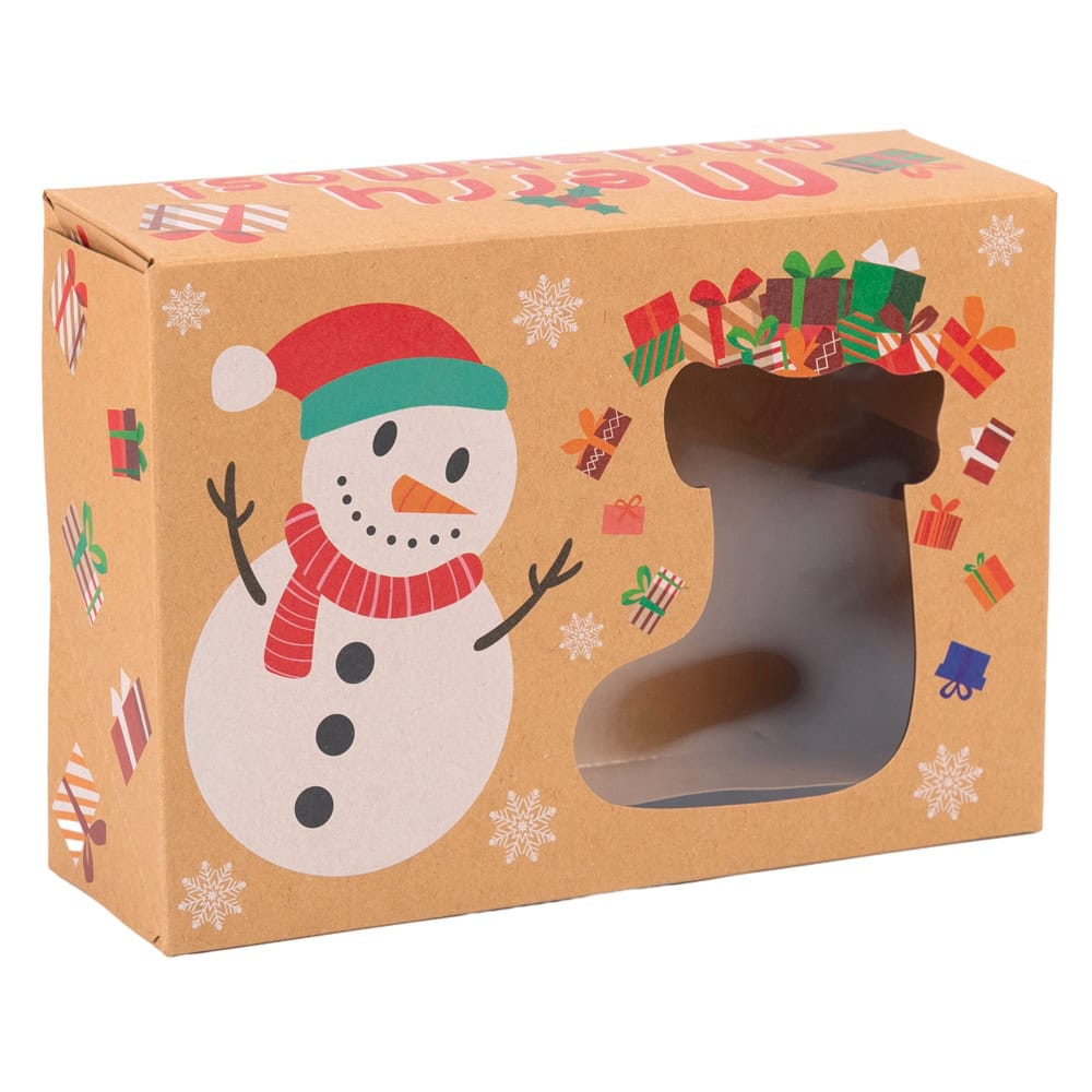 Set 8 cutii Crăciun 4 modele cu fereastră, etichetă si sfoară - kraft - CraftUp