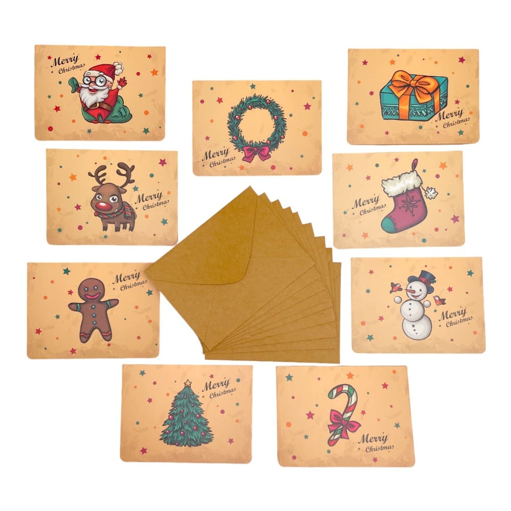 Set 9 felicitări de Crăciun - kraft 8.5x11.5cm - CraftUp
