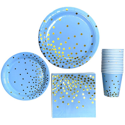 Set articole petrecere - farfurii hârtie pahare și șervețele - Bleu - CraftUp