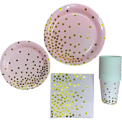 Set articole petrecere - farfurii hârtie pahare și șervețele - Roz - CraftUp