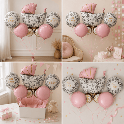 Set baloane Oh Baby cărucior - roz (set 5 buc baloane diferite) - CraftUp